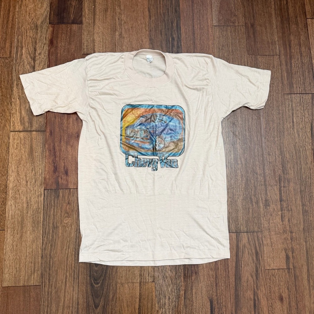 Vintage 1970s Chevy Van Chevrolet Classic Car Automobiles Tan T-Shirt XL